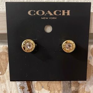 COACH Open Circle Stone Stud Earrings NEW!
